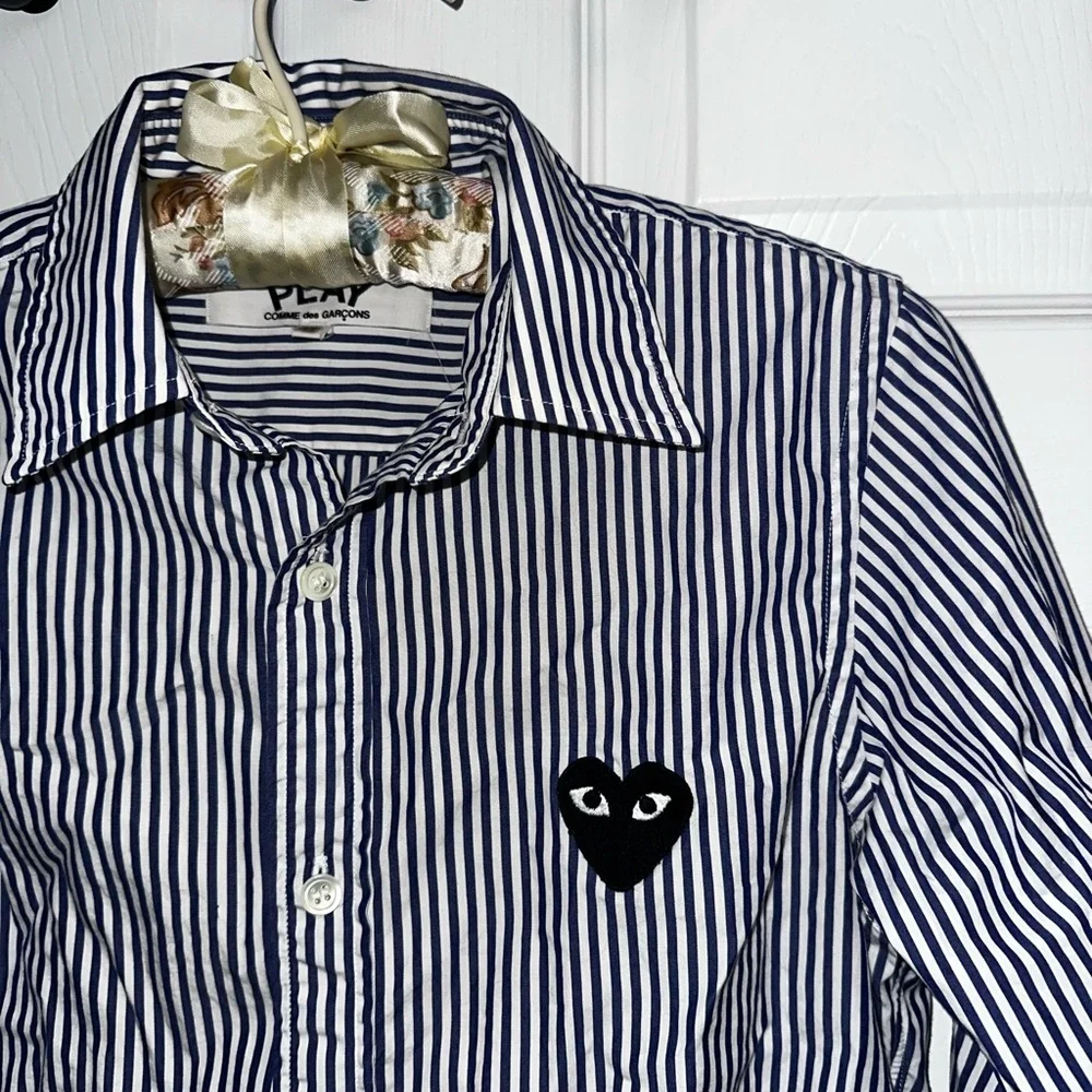 Men's Comme de Garçons Blue Striped Button Up - Picture 4 of 6